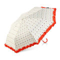 Fashion bridal 3 folding woman lace umbrella with dots